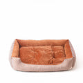 Round cloth pet bed for dogs or cats with a removable cover, shown in a striped colour pattern.