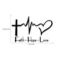 Faith Hope Love Plus wall sticker black PVC decal measuring 14.6x9cm