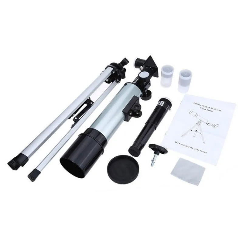 Outdoor monocular space telescope with 50mm aperture, 360mm focal length, and tripod for stargazing