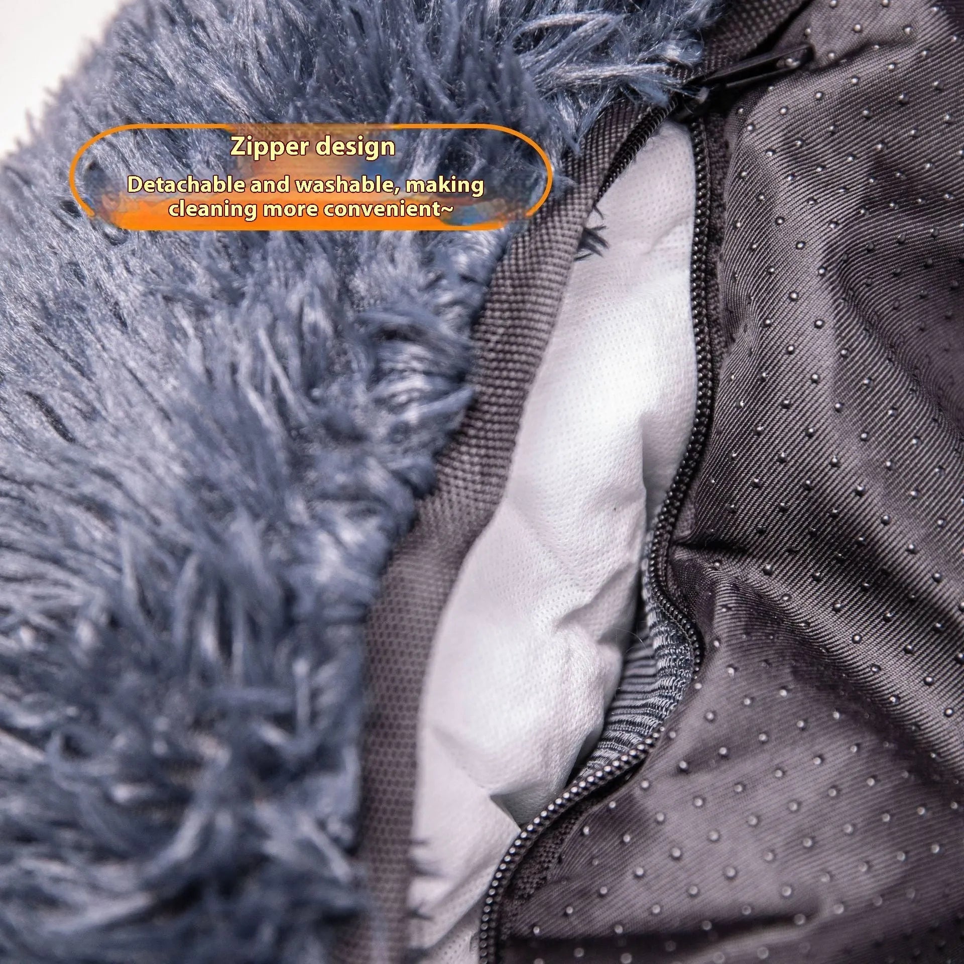 Dark grey thickened cloth pet mat placed on a car seat.