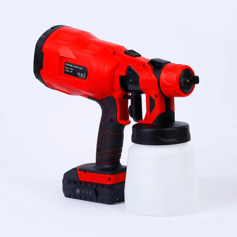 Blue cordless automatic paint spray gun with watering can and 1.8mm nozzle