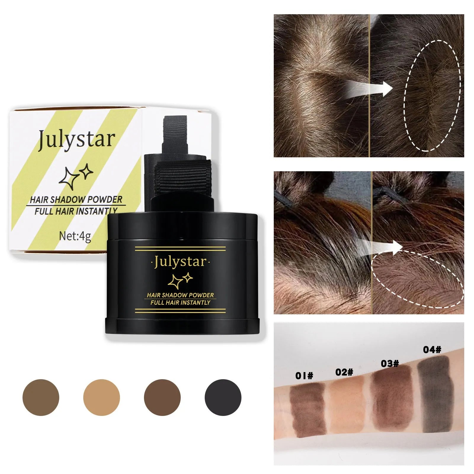 Compact hairline powder 4g for nose shadow contour in four colour options on neutral background