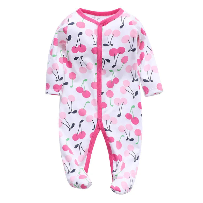 Cotton baby one-piece bodysuit with dinosaur, lion, car, and cloud print style options