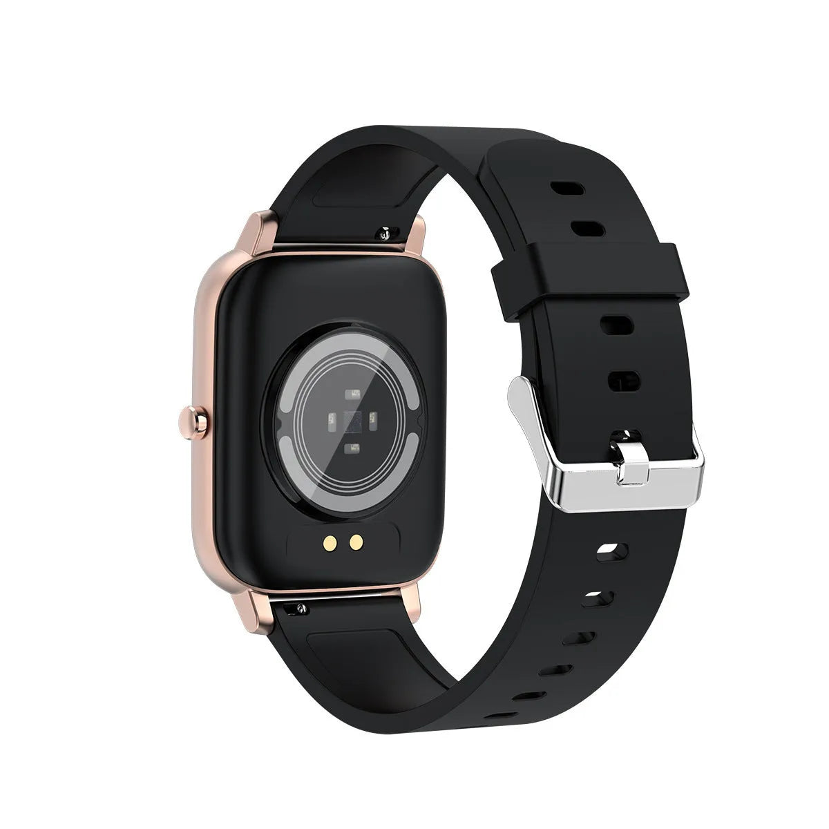 H80 black smart watch with 1.69-inch screen on a silicone strap, displaying ECG and heart rate data