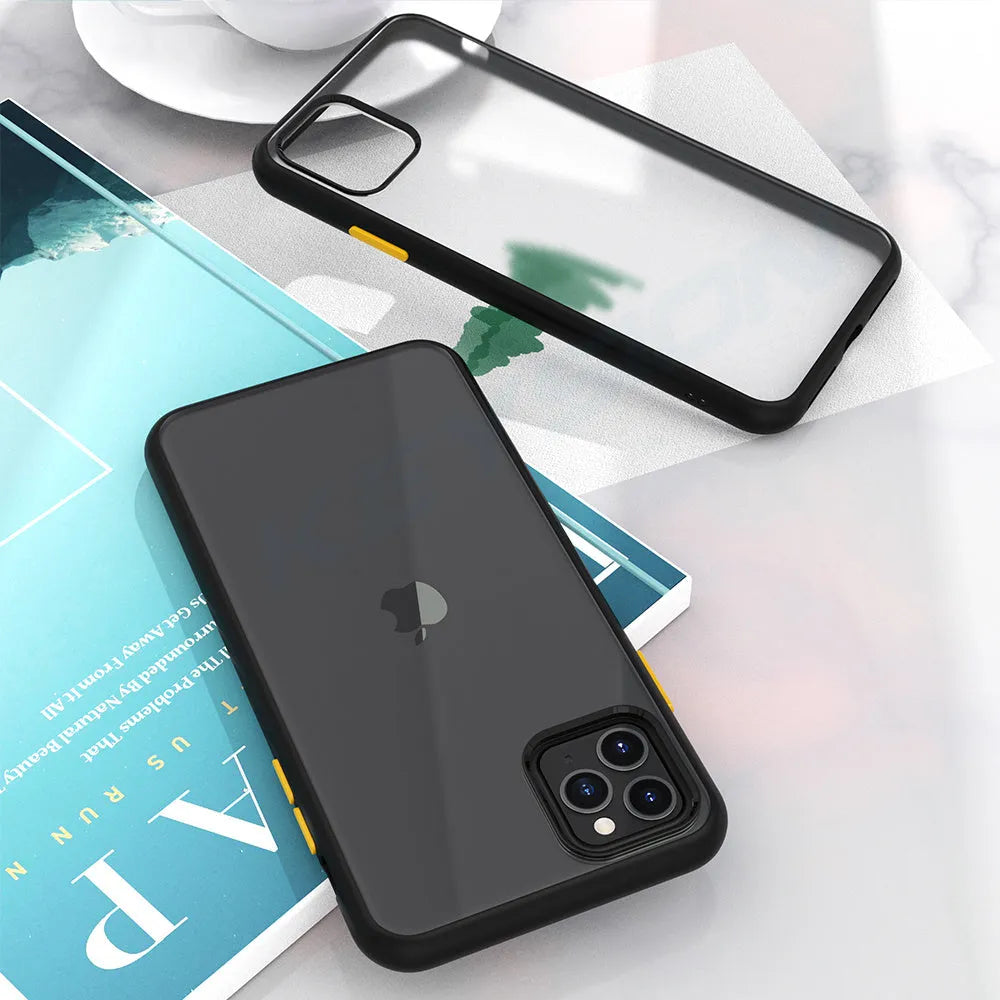 Frosted solid-colour protective case for iPhone 11 Pro Max showing back and side view.