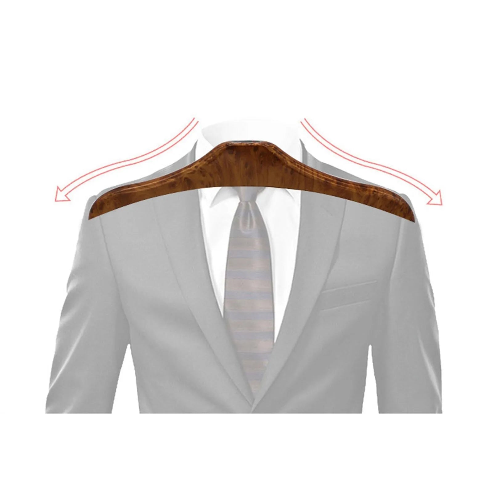 Wood yellow stainless steel car mounted clothes hanger with detachable hook for suits and shirts.