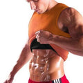 Men's neoprene body shaping sauna vest with square collar and logo, seamless black fabric