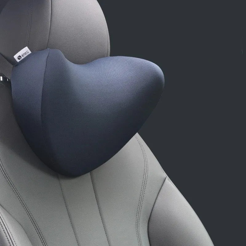 Car headrest neck pillow with silky nylon cover and memory cotton core, 29x21x15cm