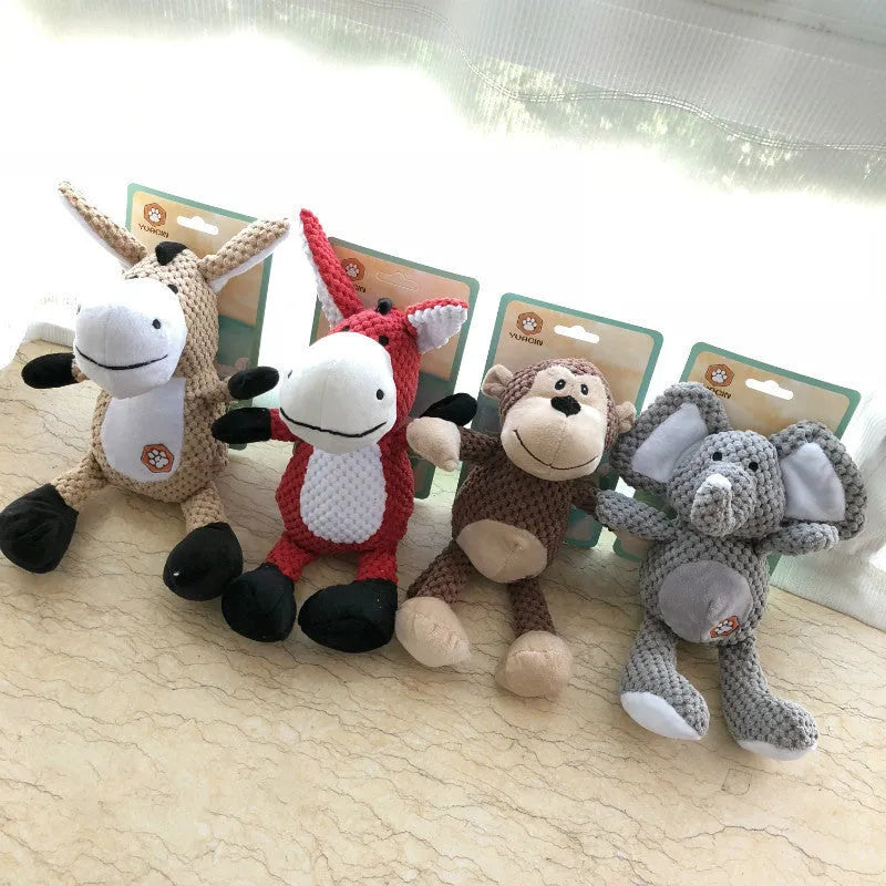 Soothing vocal dog toy for medium and large dogs, bite-resistant, big, in grey, red or yellow.
