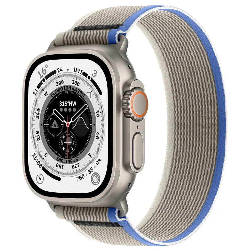 Nylon Apple Watch replacement band with integrated single-ring strap in various colours