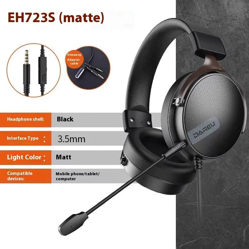 Gaming wired USB headphones with noise cancellation, black colourful version, head-mounted style for PC