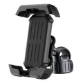 Black ABS cycling phone navigation bracket with upgraded knob base mounted on bike handlebars