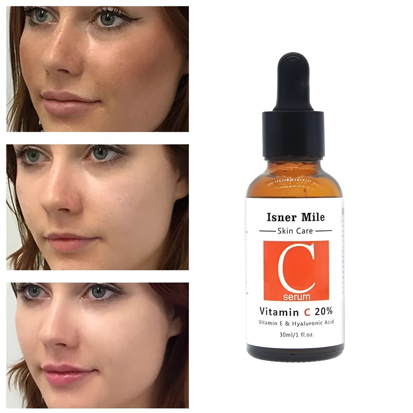 Liquid niacinamide hyaluronic acid serum in 30ml dropper bottle with vitamin C for brightening uneven skin tone