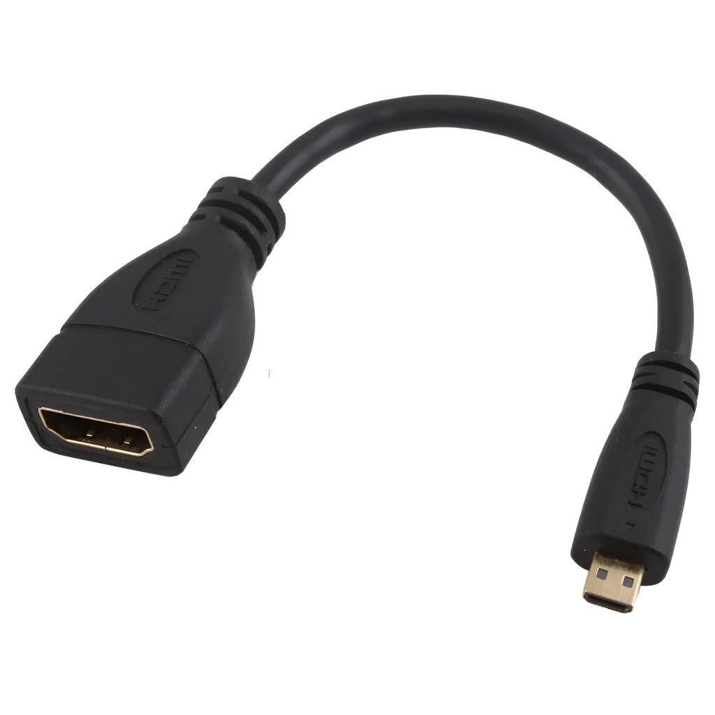 Black HDMI female to Micro HDMI male stub cable 0.15m for connecting portable devices to HDTV