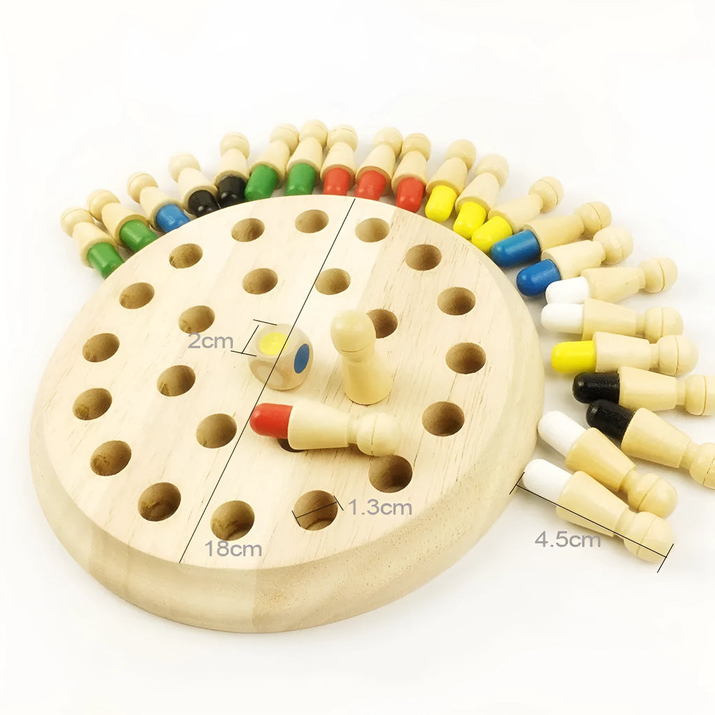 Montessori beech wood memory match stick chess toy with green varnish for colour recognition activities