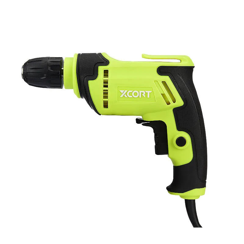 Pistol grip electric power drill with a 10mm chuck on a 220v cord.