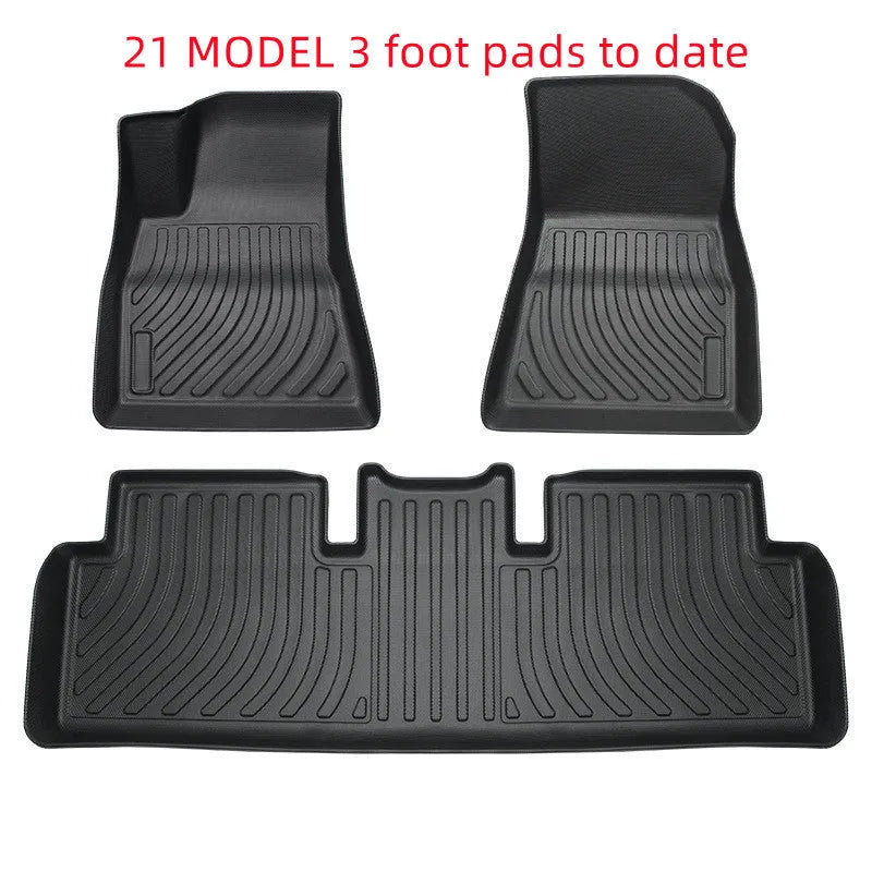 Tesla car floor mats with rubber construction and TPE footrest sections