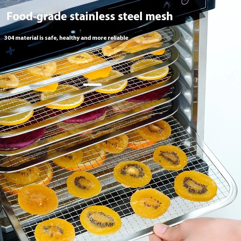 Stainless steel fruit dehydrator with visual skylight window and multiple drying trays