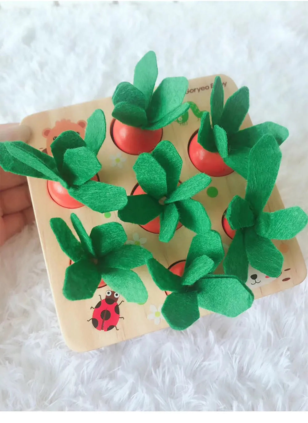 Harvest carrots educational toy for 2-4 year olds made from pine wood with water-based paint