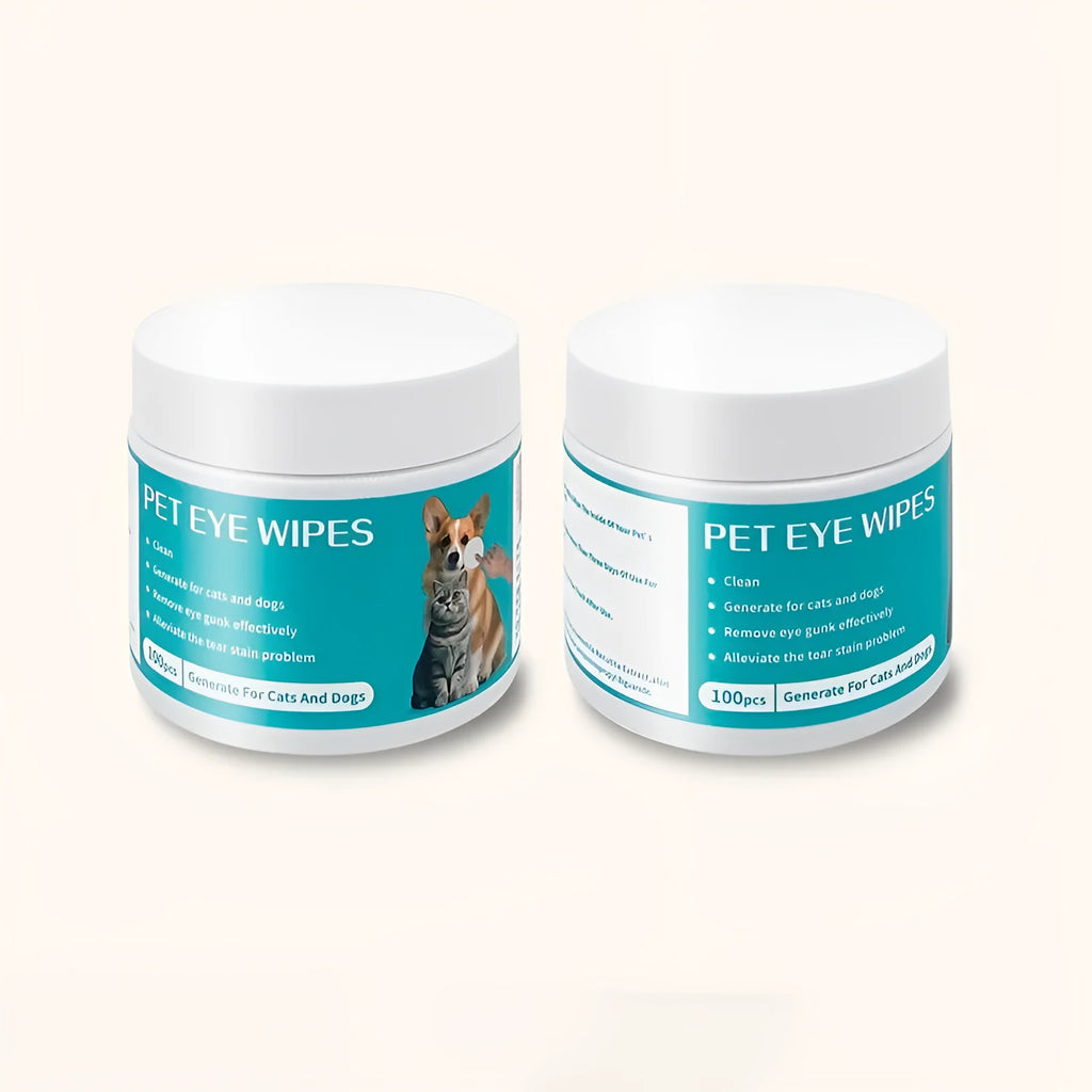 100-count canister of pet eye cleaning wipes with aloe vera and chamomile for cats and dogs