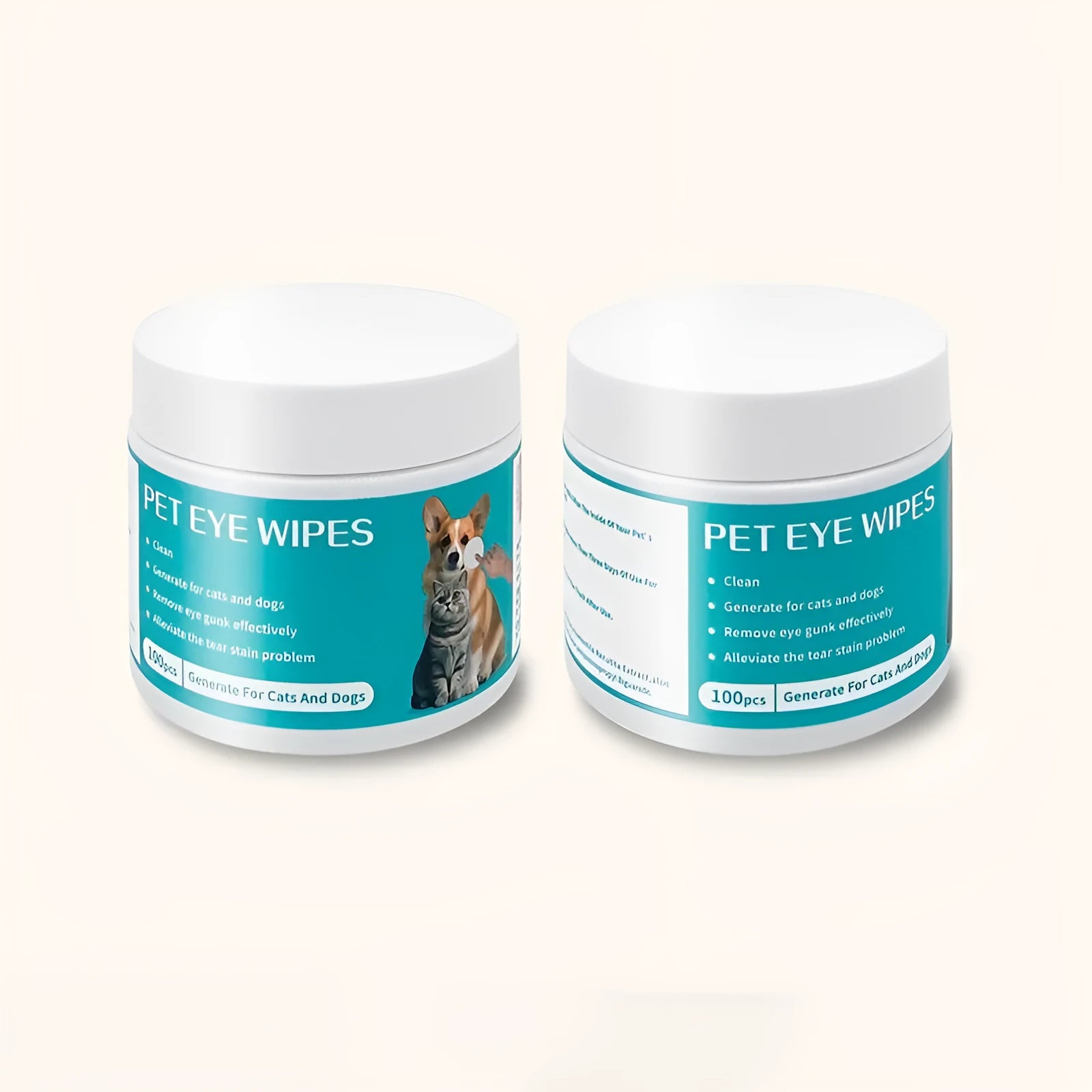 100-count canister of pet eye cleaning wipes with aloe vera and chamomile for cats and dogs