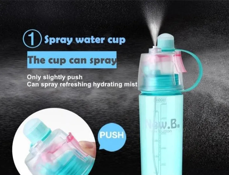 600ml spray water bottle in pink with mist function for cycling and training use