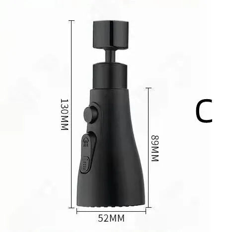 Universal pressurised kitchen faucet sprayer with rotating head and three water mode settings