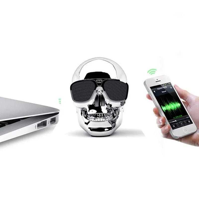 Limited Edition Skull-shaped Wireless Bluetooth Speaker in black, showing compact design.