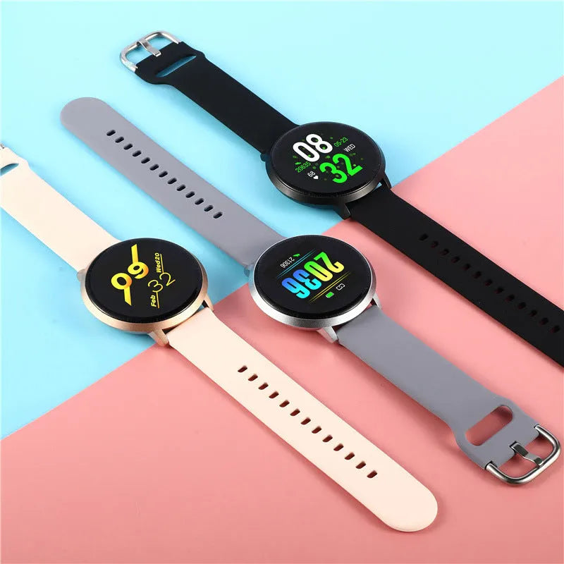 Ultra-thin black smart health bracelet with a 1.3-inch screen and silicone strap on a wrist.