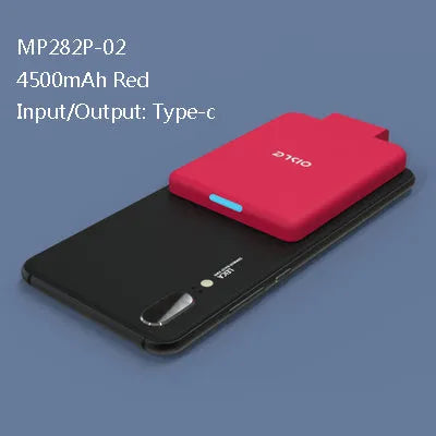 MP282P back clip battery in multiple colours showing 4500mAh capacity and thin 9mm profile