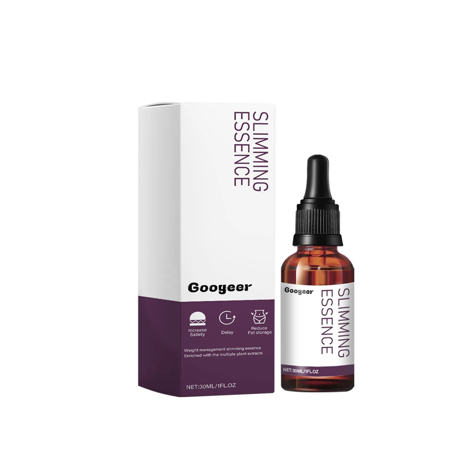30ml bottle of body shaping drops serum for thigh, arm, and belly application.