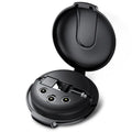 Black 3-in-1 magnetic retractable style charger with car mounting patch and three phone plugs