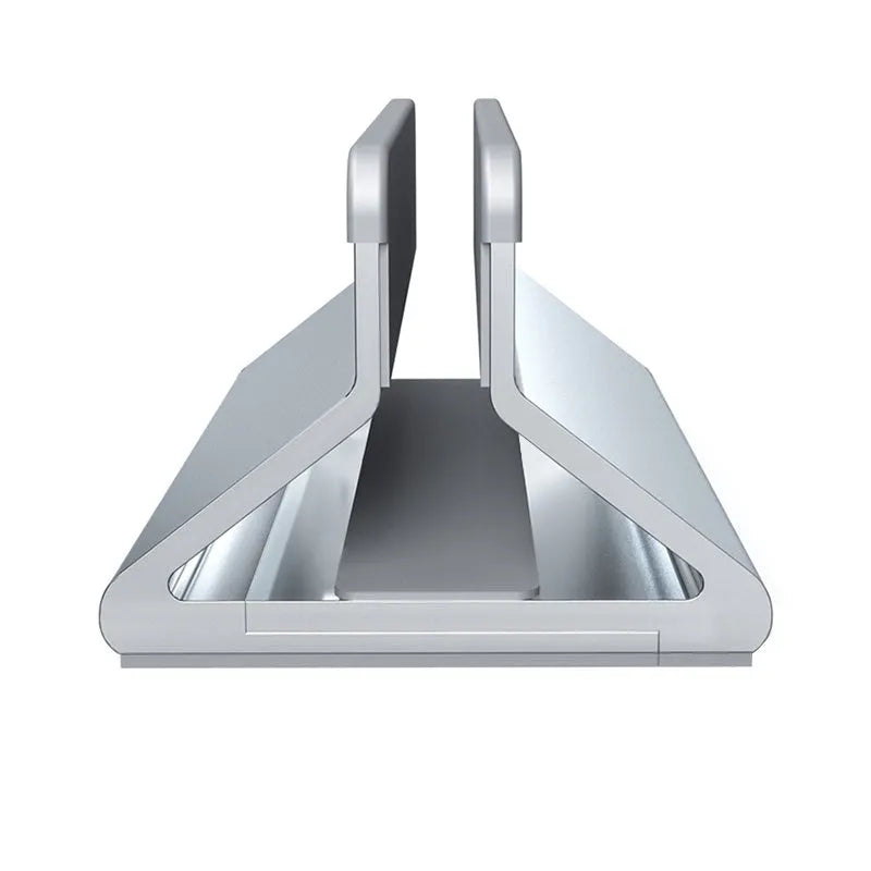 Aviation aluminium alloy computer stand holding a notebook on a desk with three colour options black, space grey, white