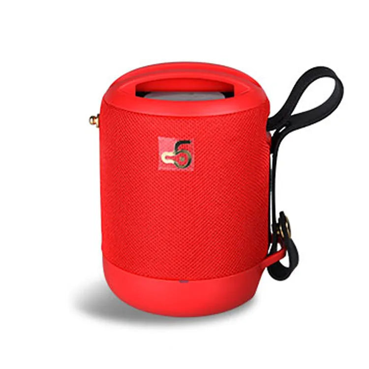 Waterproof portable Bluetooth speaker with leather finish and carrying strap in multiple colour options
