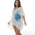 White plus size polyester beach cover-up blouse for swimming