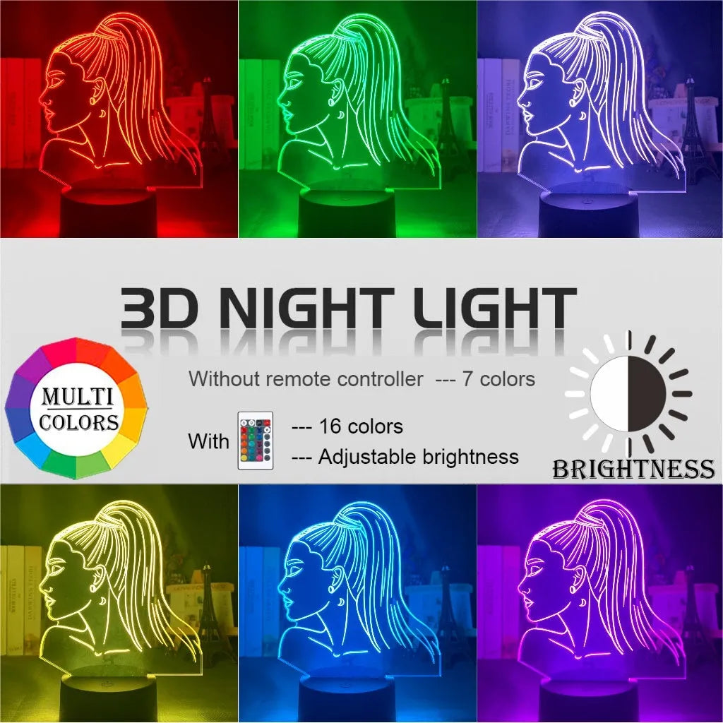 Acrylic 3D night light with European style design and LED illumination on a black base.
