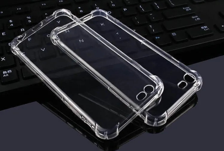 Transparent flexible TPU plastic case for iPhone on a table.