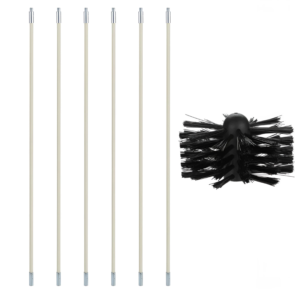 Flexible chimney cleaning brush with bendable shaft for dryer pipes and range hoods