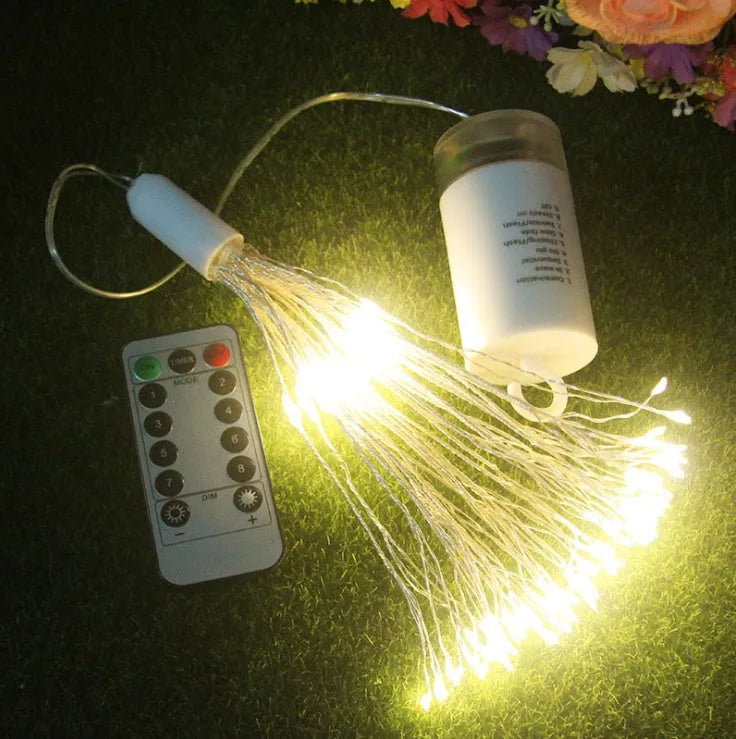 LED firework string light with copper wire, 20 cm size, multicolour and warm white options