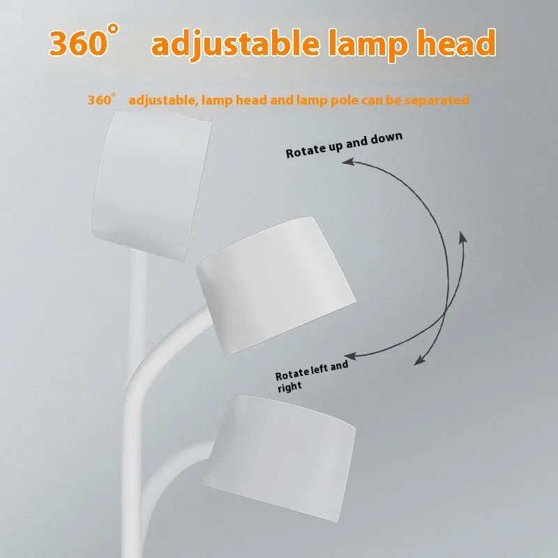 White wireless charging desk lamp with digital clock display showing time