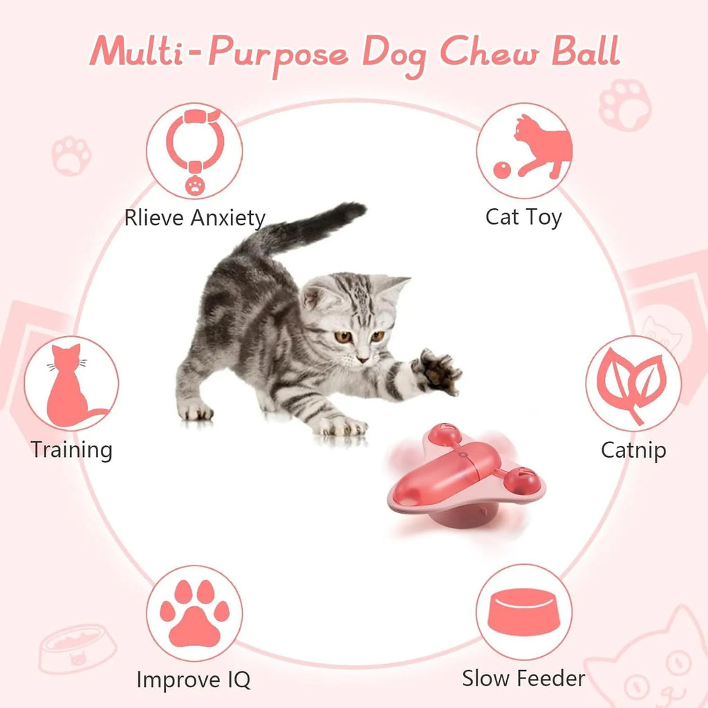 Blue interactive pet puzzle toy with snack cabin, bell and catnip on a suction cup base
