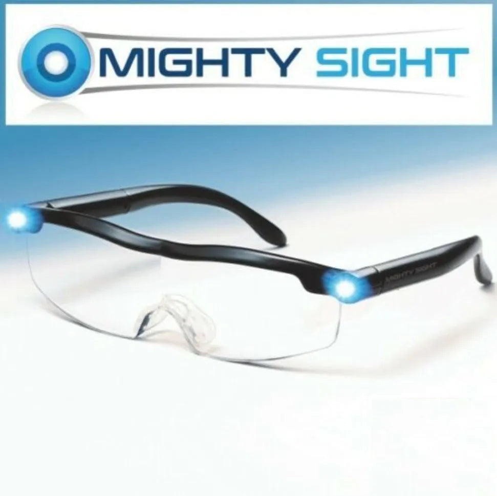 Transparent black USB LED reading glasses showing internal components with clear lenses