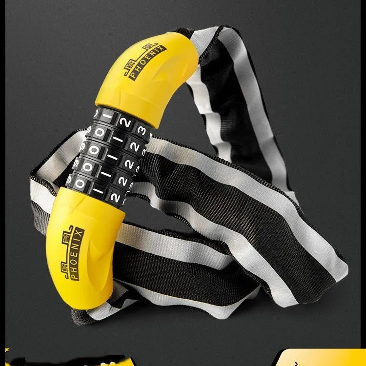 95cm zinc alloy anti-hydraulic shear bicycle chain lock in black or yellow with keychain or password options