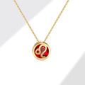 Gold twelve constellations necklace with copper zodiac pendant on clavicle chain
