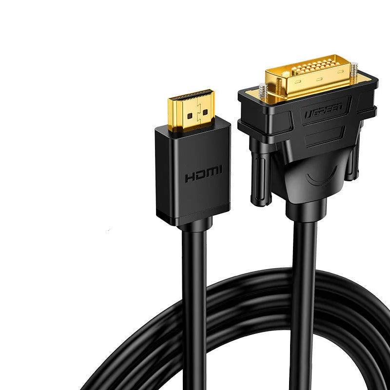 HDMI to VGA adapter cable with gold connectors, shown in multiple lengths for laptop to monitor connection