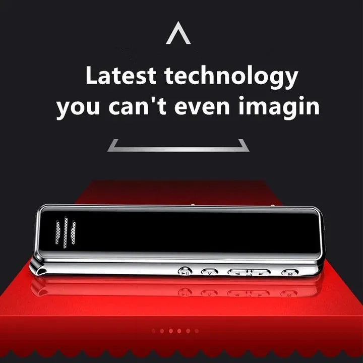 Black noise reduction recording pen with LCD screen, 108mm length, zinc alloy body