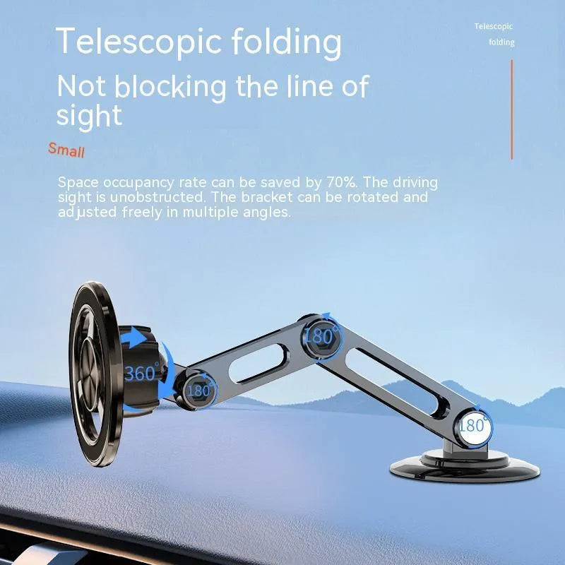 All-metal magnetic car phone holder with magnetic rings and spare adhesive pads in multiple colour options