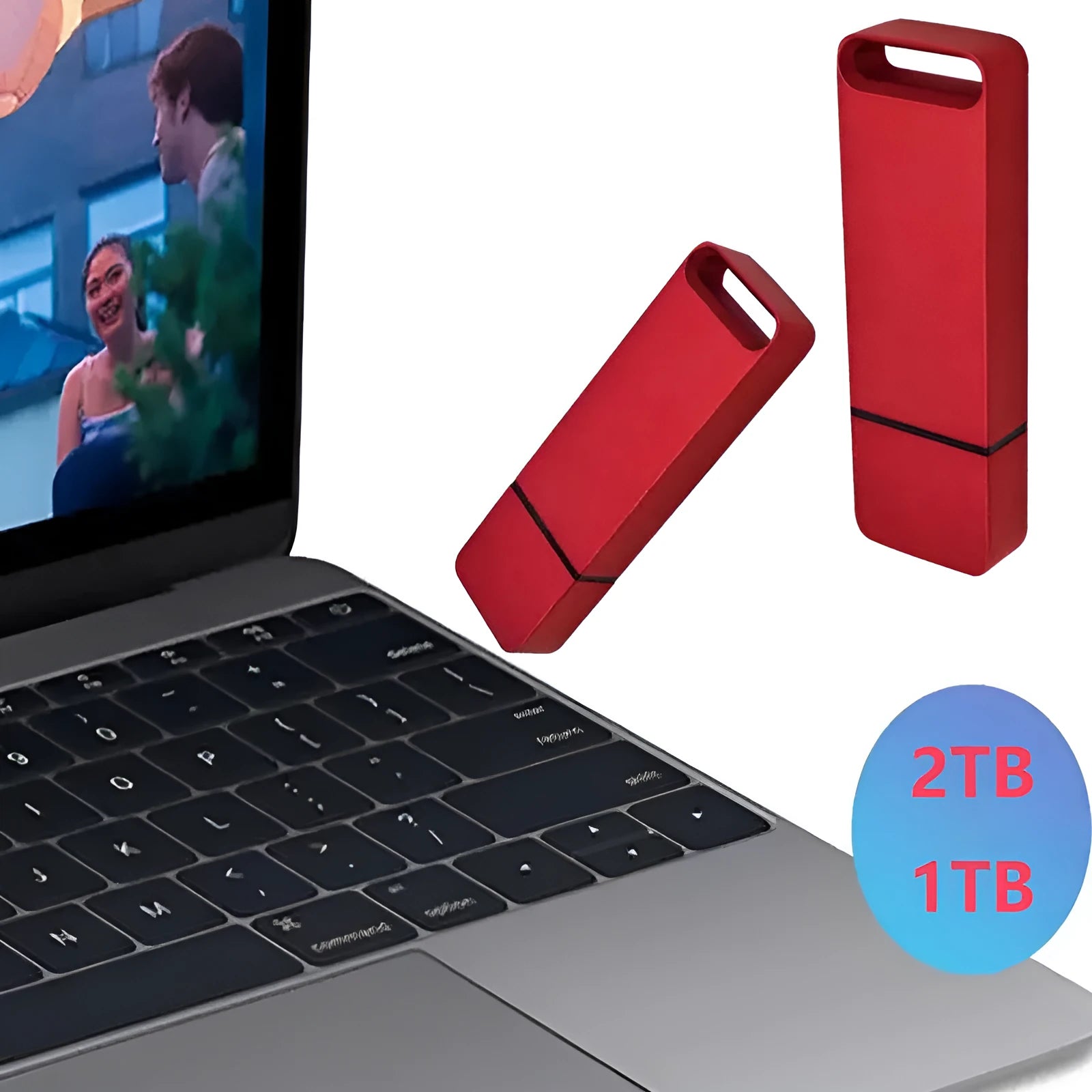 Customisable metal USB flash drive in black, red, or silver with graphic printing service