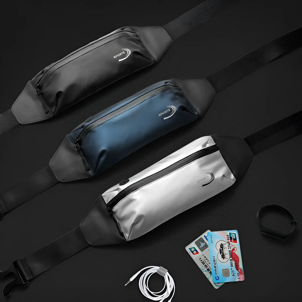Men's waterproof waist bag in Oxford polyester with 45cm storage compartment