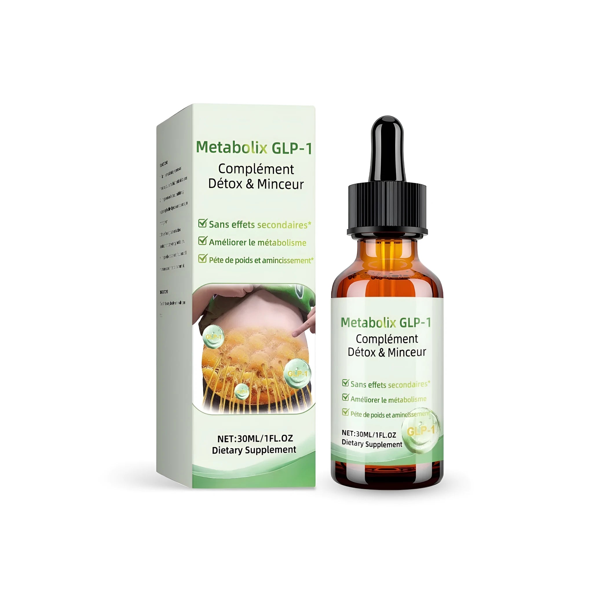 30ml dropper bottle of Moringa leaf extract dietary supplement with citrus and peppermint oils